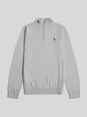 U.S. Polo Assn. Grey Cotton Quarter Zip Funnel Jumper - Image 5 of 7