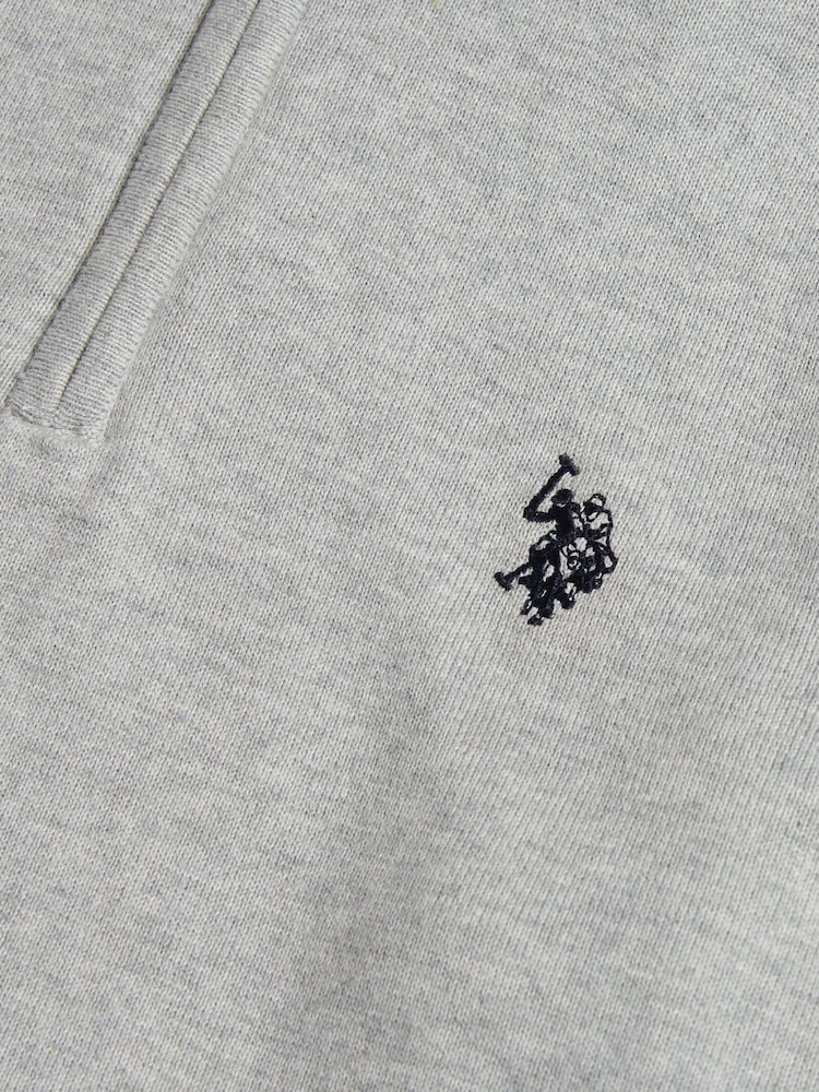 U.S. Polo Assn. Grey Cotton Quarter Zip Funnel Jumper - Image 7 of 7