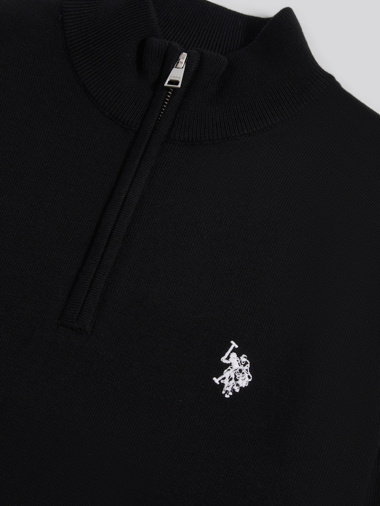 U.S. Polo Assn. Black Cotton Quarter Zip Funnel Jumper - Image 7 of 7