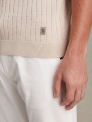 U.S. Polo Assn Natural Zip Knit Short Sleeve Polo Shirt - Image 2 of 7