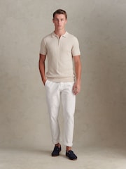 U.S. Polo Assn Natural Zip Knit Short Sleeve Polo Shirt - Image 3 of 7