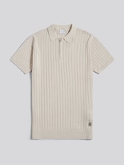 U.S. Polo Assn Natural Zip Knit Short Sleeve Polo Shirt - Image 5 of 7