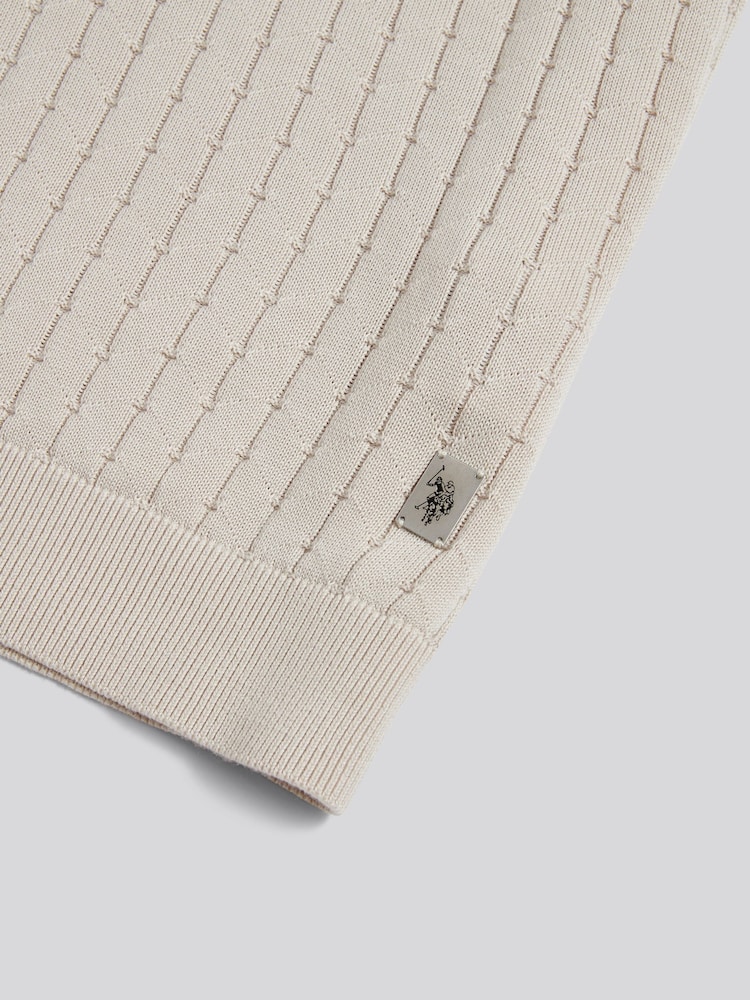 U.S. Polo Assn Natural Zip Knit Short Sleeve Polo Shirt - Image 7 of 7