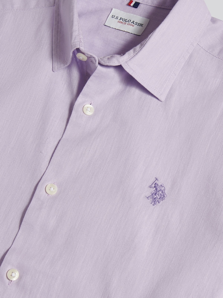 U.S. Polo Assn Purple Linen Blend Short Sleeve Shirt - Image 7 of 7 U.S. Polo Assn Purple Linen Blend Short Sleeve Shirt - Image 7 of 7