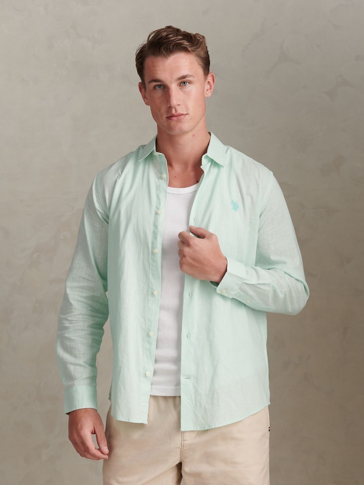U.S. Polo Assn Green Linen Blend Shirt - Image 1 of 7
