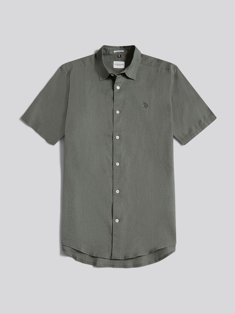 من U.S. Polo Assn. قميص بكم قصير من مزيج الكتان - Image 1 of 3