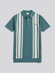 U.S. Polo Assn. Green Tonal Vertical Stripe Knit Polo Shirt - Image 1 of 3