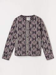 FatFace Grey/Pink Paisley Petite Quilted Jacket - Image 7 of 7