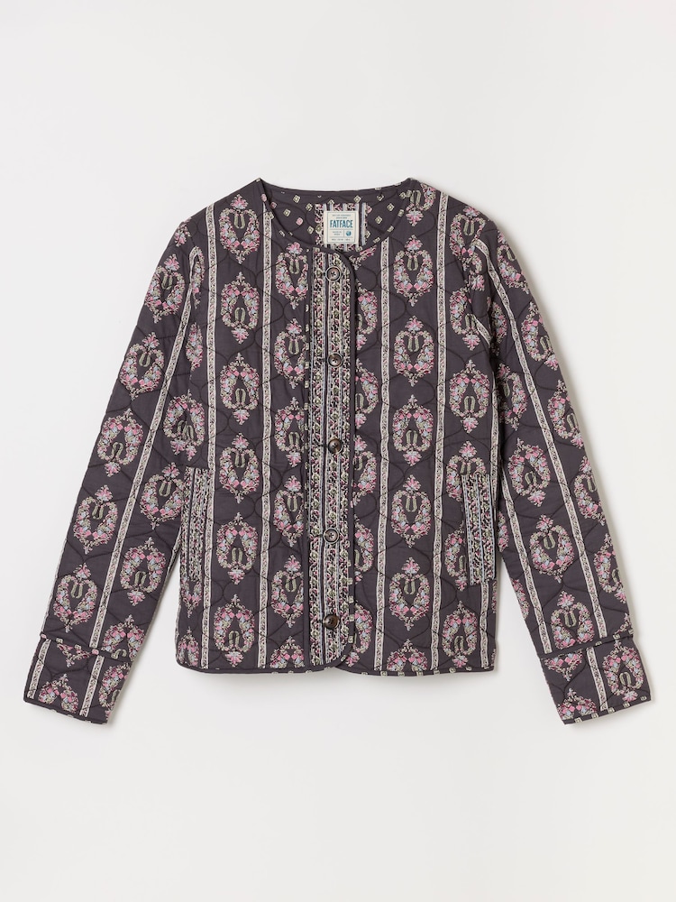 FatFace Grey/Pink Paisley Petite Quilted Jacket - Image 7 of 7 FatFace Grey/Pink Paisley Petite Quilted Jacket - Image 7 of 7