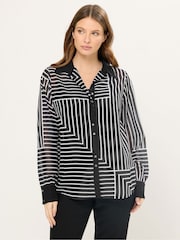 Star by Julien MacDonald Black Abstract Stripe Shirt - Image 1 of 6