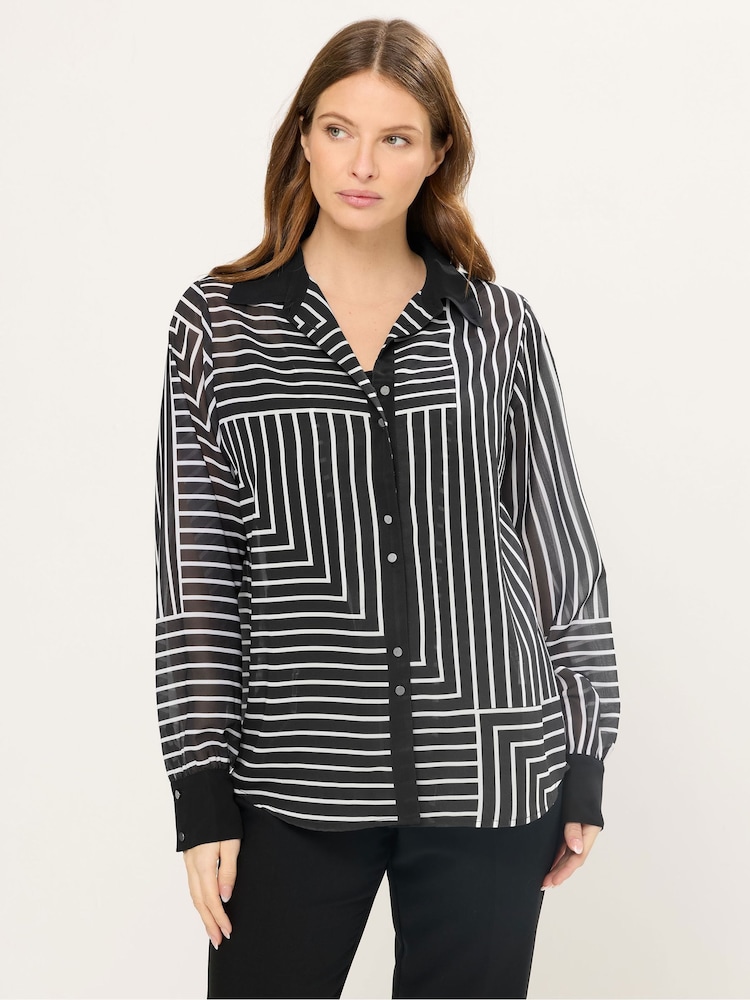 Star by Julien MacDonald Black Abstract Stripe Shirt - Image 1 of 6