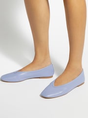 Dune London Blue Leather Hetta Ballet Pumps - Image 1 of 6