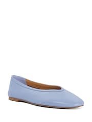 Dune London Blue Leather Hetta Ballet Pumps - Image 3 of 6