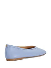 Dune London Blue Leather Hetta Ballet Pumps - Image 4 of 6