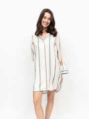 Fable and Eve Printed Stripe Long Sleeve Nightshirt - תמונה 2 מתוך 4