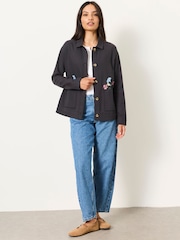 FatFace Charcoal Grey Isabelle Embroidered Jacket - Image 3 of 7