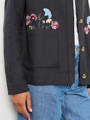 FatFace Charcoal Grey Isabelle Embroidered Jacket - Image 4 of 7