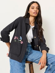 FatFace Charcoal Grey Isabelle Embroidered Jacket - Image 6 of 7