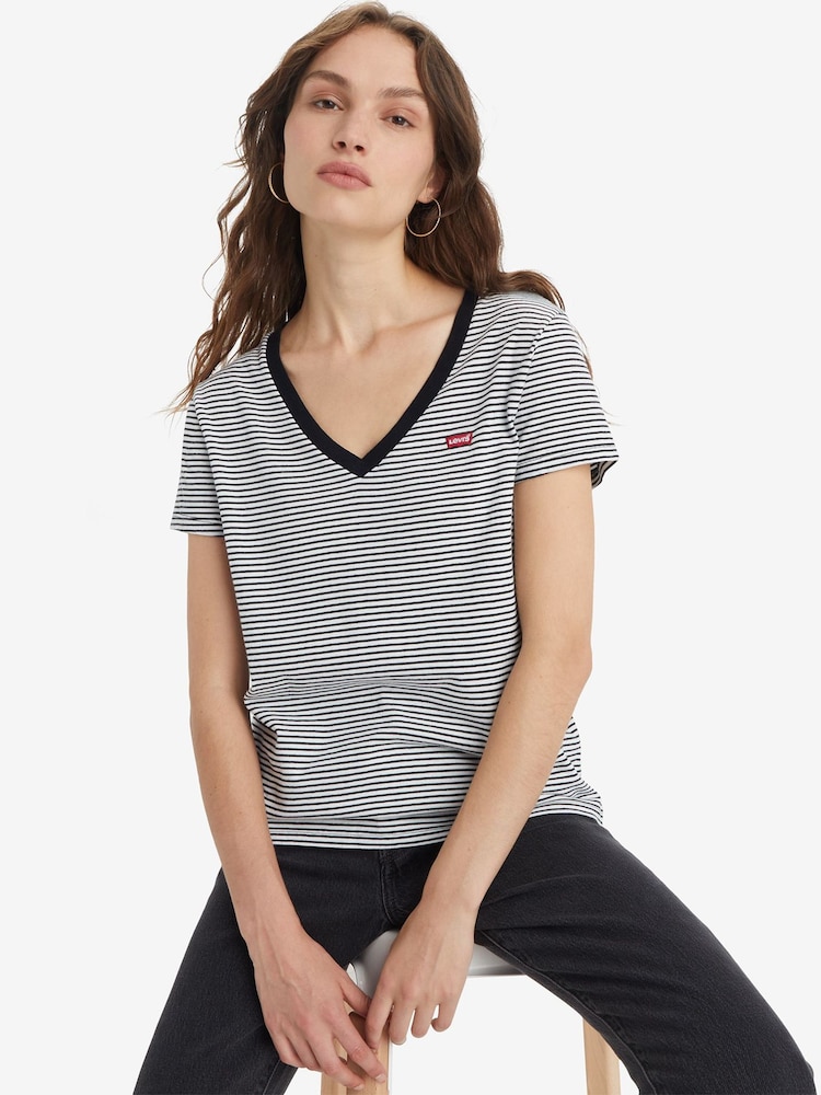 Levi's® Blue Perfect-V-Neck T-Shirt - Image 1 of 4 Levi's® Blue Perfect-V-Neck T-Shirt - Image 1 of 4