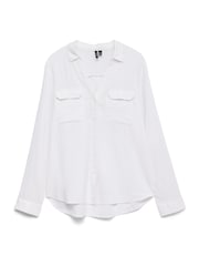 VERO MODA White Linen Blend Button Through Open Neck Shirt - Image 5 of 5
