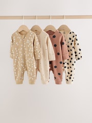 Brown Animal Print Two-Way Zip Baby Sleepsuits 4 Pack (0mths-3yrs) - Image 1 of 10