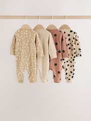 Brown Animal Print Two-Way Zip Baby Sleepsuits 4 Pack (0mths-3yrs) - Image 6 of 10