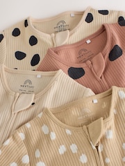 Brown Animal Print Two-Way Zip Baby Sleepsuits 4 Pack (0mths-3yrs) - Image 8 of 10