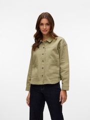 VERO MODA Green Long Sleeve Denim Shacket - Image 2 of 6