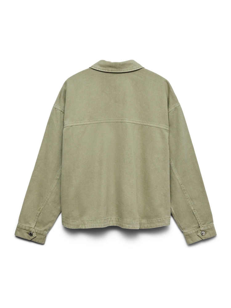 VERO MODA Green Long Sleeve Denim Shacket - Image 6 of 6