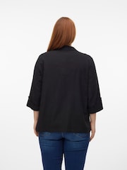 VERO MODA Black Curve Linen Blend 3/4 Sleeve Jacket - Image 2 of 4