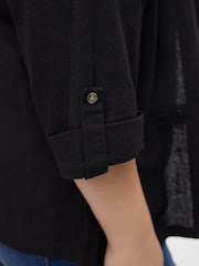 VERO MODA Black Curve Linen Blend 3/4 Sleeve Jacket - Image 4 of 4