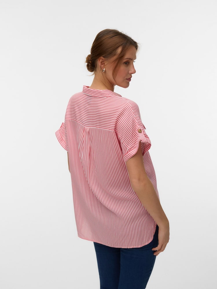 VERO MODA Pink Short Sleeve Button Through Open Neck Shirt - Image 2 of 5 VERO MODA Pink Short Sleeve Button Through Open Neck Shirt - Image 2 of 5
