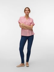 VERO MODA Pink Short Sleeve Button Through Open Neck Shirt - Image 4 of 5