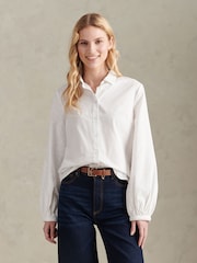 U.S. Polo Assn. White Broderie Detail Loose Fit Shirt - Image 1 of 9