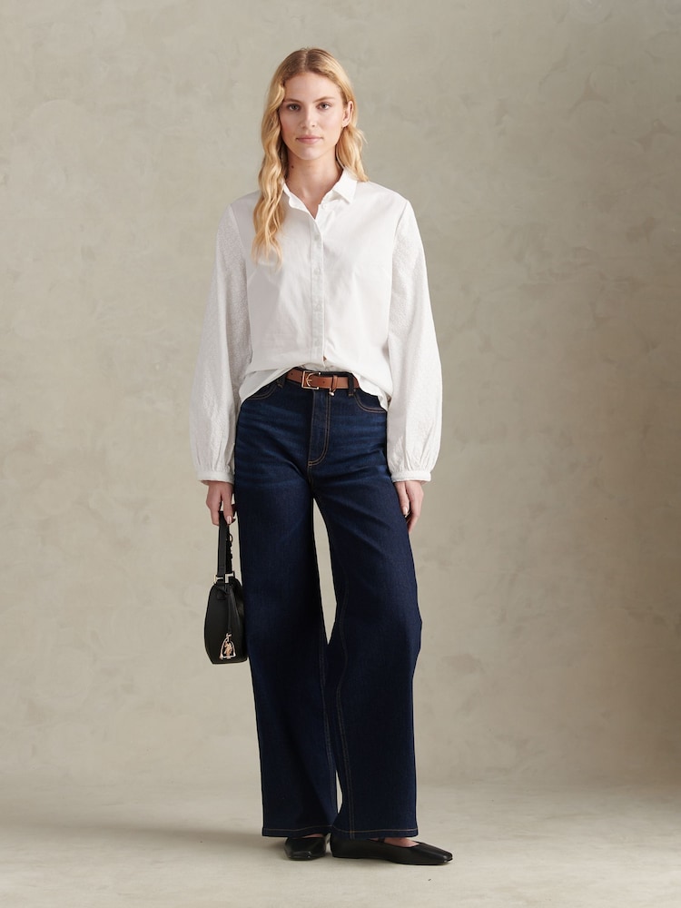 U.S. Polo Assn. White Broderie Detail Loose Fit Shirt - Image 2 of 9