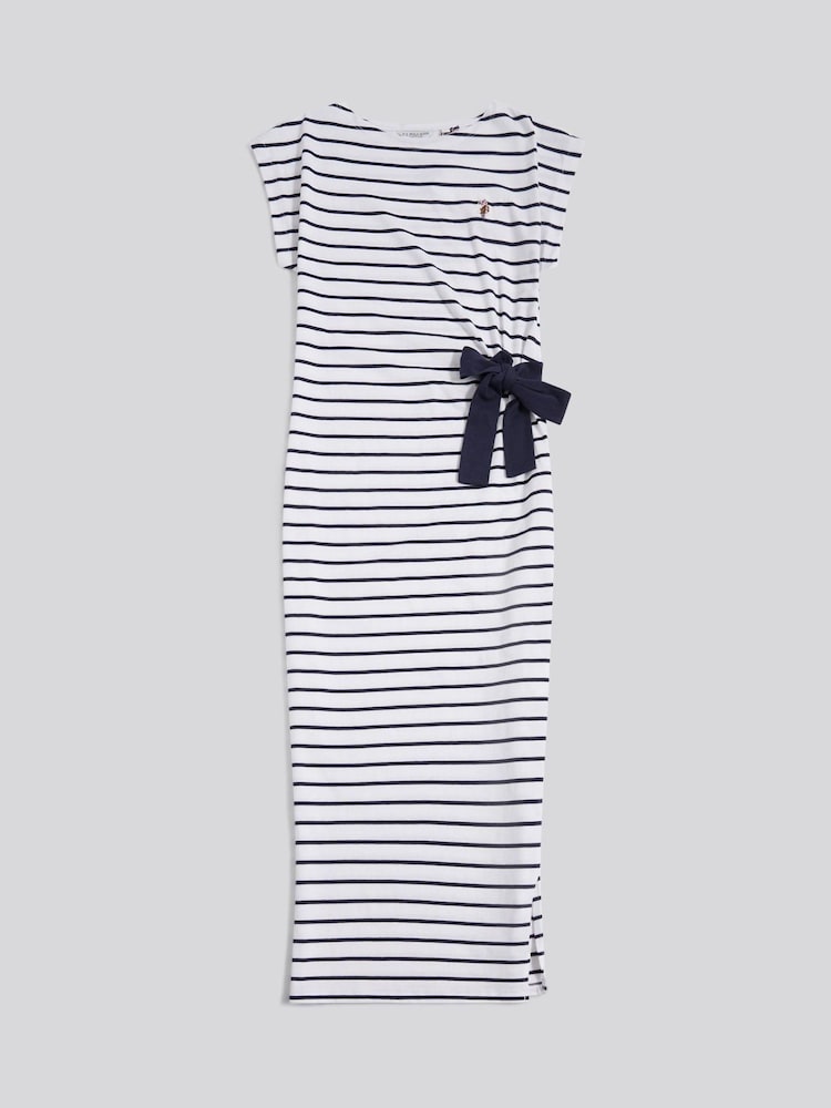 U.S. Polo Assn. Stripe Tie Detail Midi Dress - Bild 1 von 3
