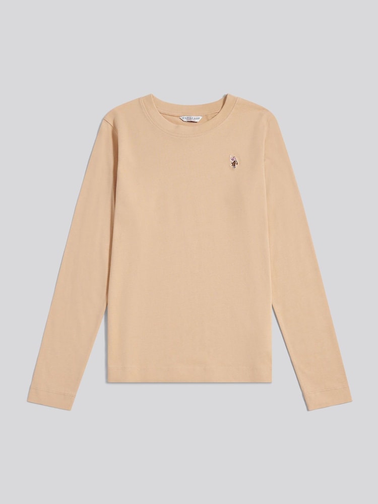 U.S. Polo Assn Natural Double Horsemen Long Sleeve T-Shirt - Image 1 of 3