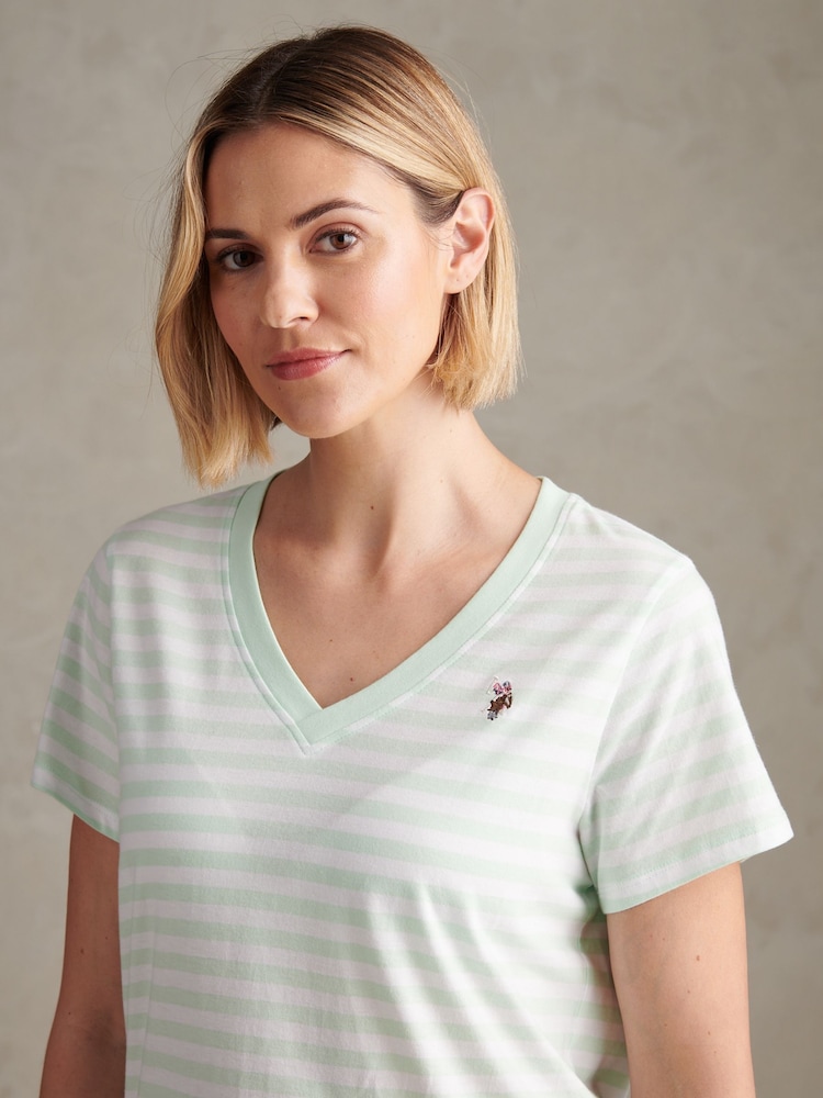 U.S. Polo Assn. Green Stripe V-Neck T-Shirt - Image 2 of 7