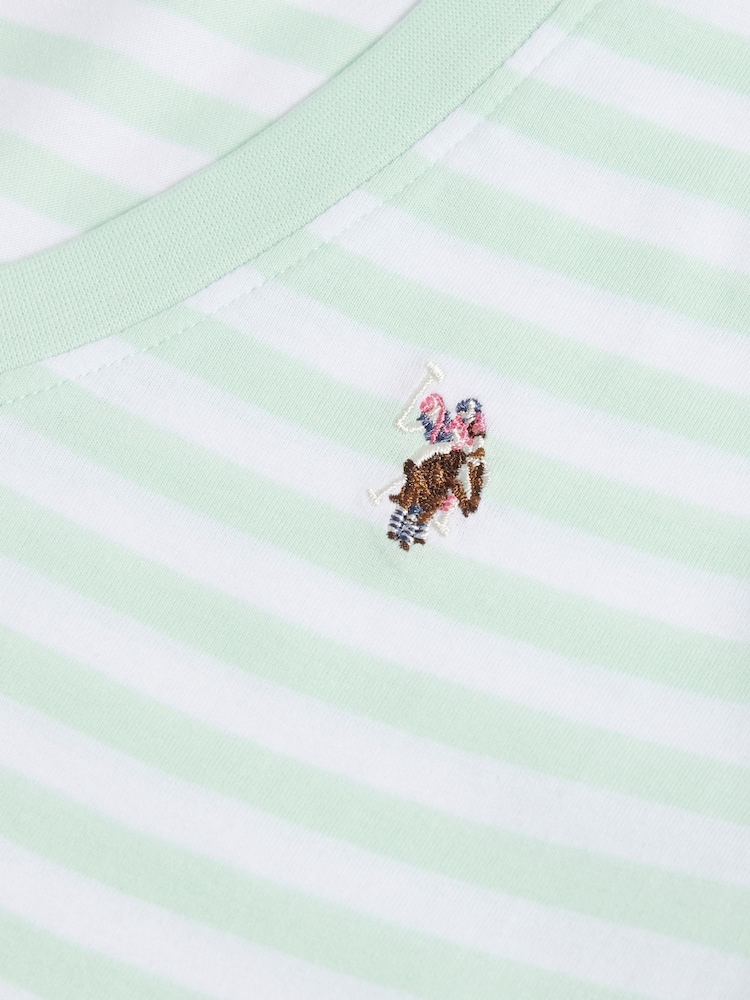 U.S. Polo Assn. Green Stripe V-Neck T-Shirt - Image 7 of 7