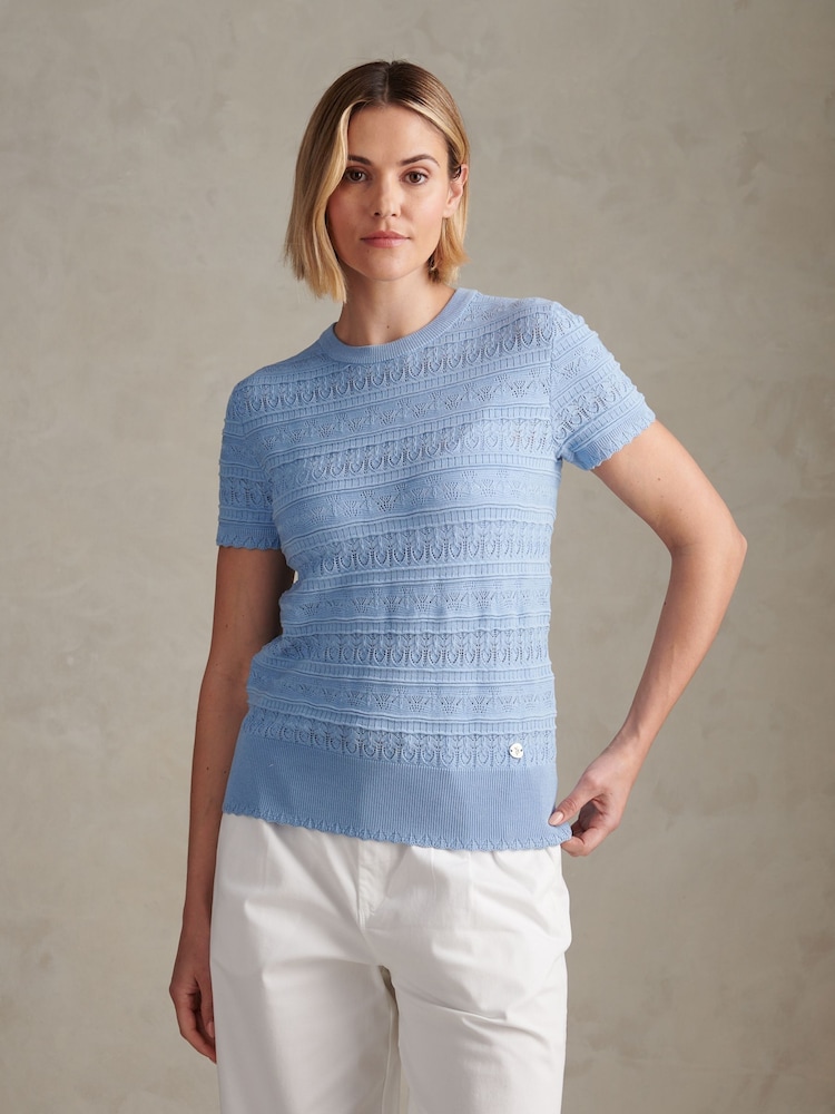 U.S. Polo Assn חולצת טי סרוגה בעיטור פוינטל - תמונה 1 מתוך 7