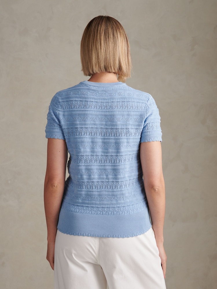 U.S. Polo Assn חולצת טי סרוגה בעיטור פוינטל - תמונה 2 מתוך 7