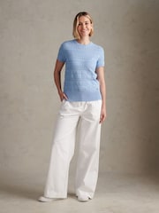 U.S. Polo Assn חולצת טי סרוגה בעיטור פוינטל - תמונה 3 מתוך 7