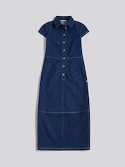 U.S. Polo Assn. Blue Denim Midi Shirt Dress - Image 1 of 4
