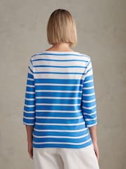 U.S. Polo Assn. Blue Gradient Stripe Boatneck T-Shirt - Image 4 of 7