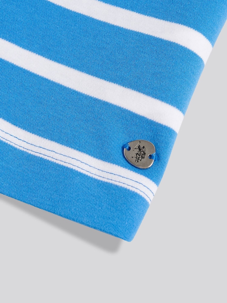 U.S. Polo Assn. Blue Gradient Stripe Boatneck T-Shirt - Image 7 of 7 U.S. Polo Assn. Blue Gradient Stripe Boatneck T-Shirt - Image 7 of 7