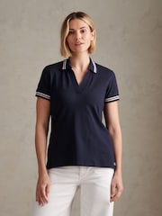 U.S. Polo Assn. Blue Tipped Stretch Pique Polo Shirt - Image 1 of 7