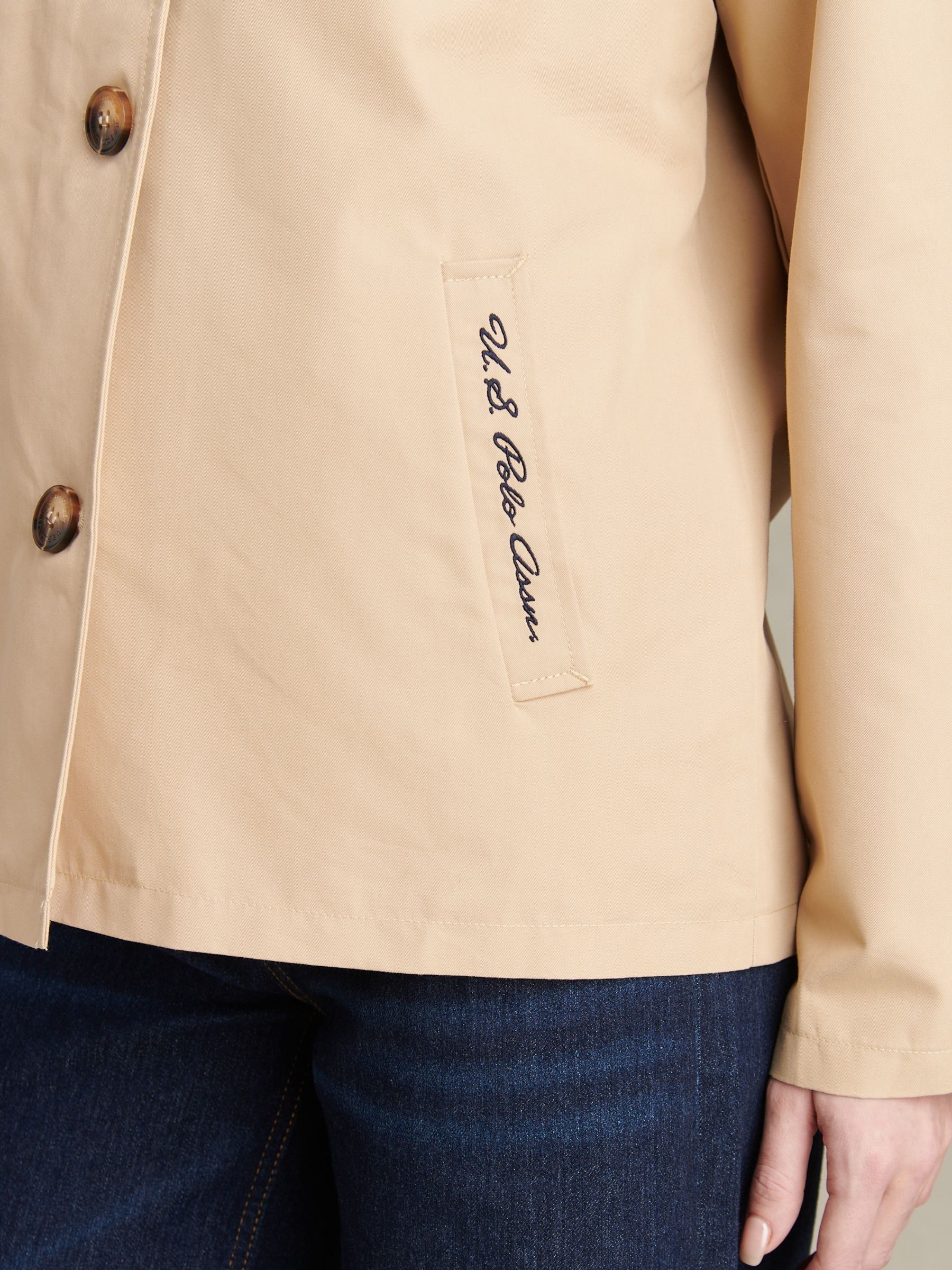 Buy U.S. Polo Assn Natural Water Resistant Short Trench Coat from
