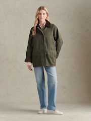 אפור - U.S. Polo Assn Waxed Cotton Short Parka - תמונה 2 מתוך 11