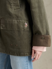 אפור - U.S. Polo Assn Waxed Cotton Short Parka - תמונה 3 מתוך 11