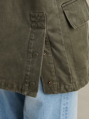 אפור - U.S. Polo Assn Waxed Cotton Short Parka - תמונה 4 מתוך 11